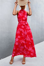 Load image into Gallery viewer, Printed Sleeveless Tie Waist Maxi Dress