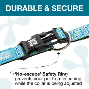RETRO BLUE Max & Molly Urban Pets Smart ID Dog Collar - Soft Neoprene, QR Tag (NEW)