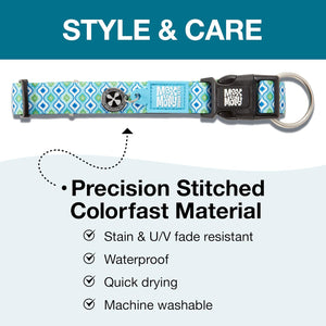 RETRO BLUE Max & Molly Urban Pets Smart ID Dog Collar - Soft Neoprene, QR Tag (NEW)
