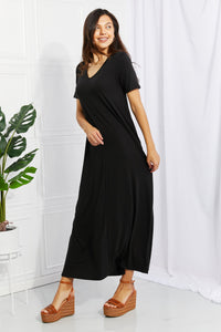 Zenana Simple Wonder Full Size Pocket Maxi Dress in Black ALSO IN PLUS SIZES
