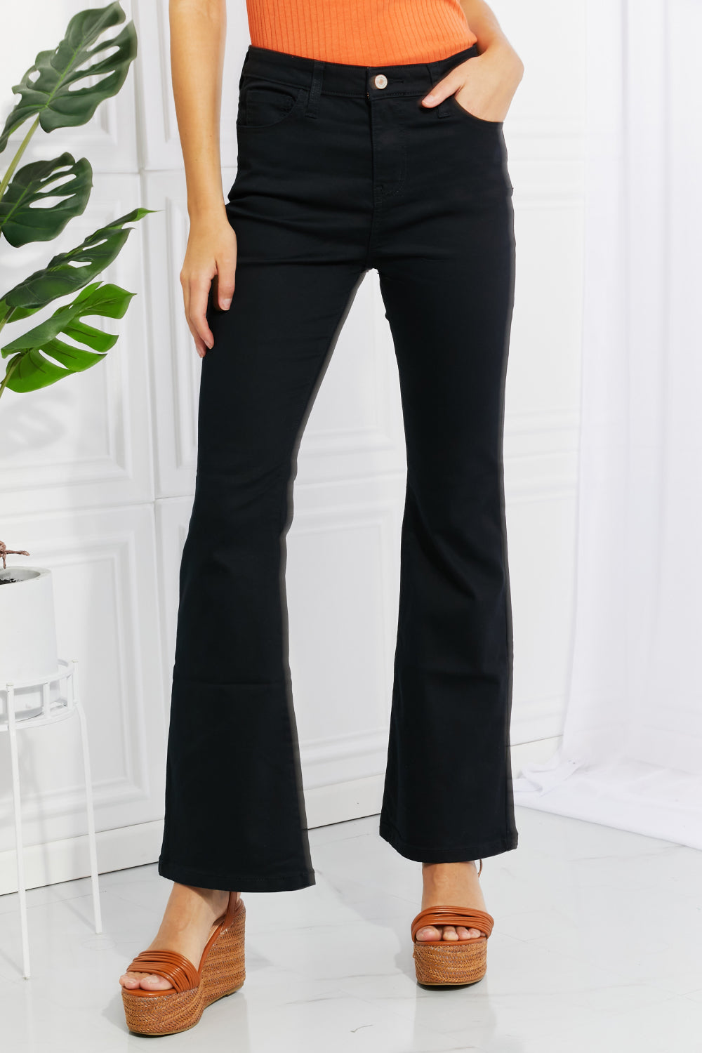 Zenana Clementine Full Size High-Rise Bootcut Jeans in Black ALSO IN PLUS SIZES