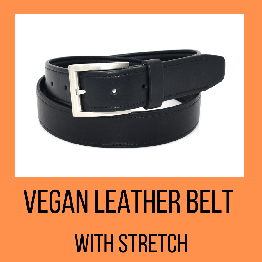 VEGAN Leather Stretch Belt in Black