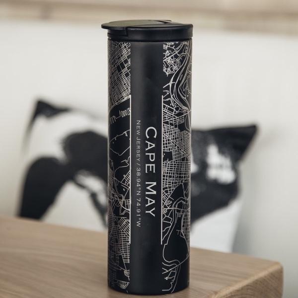 CAPE MAY New Jersey Map Tumbler in Matte Black