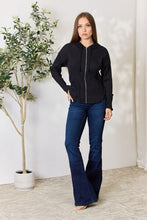 Load image into Gallery viewer, Culture Code Full Size Ribbed Zip Up Drawstring Hooded Jacket
