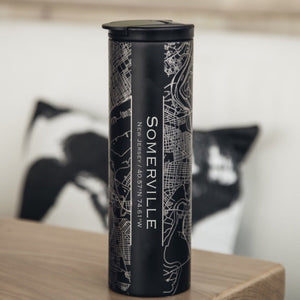 SOMERVILLE New Jersey Engraved Map Tumbler in Matte Black